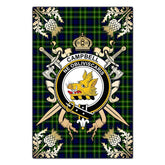 Clan Campbell of Breadalbane Modern Tartan Crest Black Garden Flag  - Gold Thistle  ZI75 Clan Campbell of Breadalbane Tartan Today